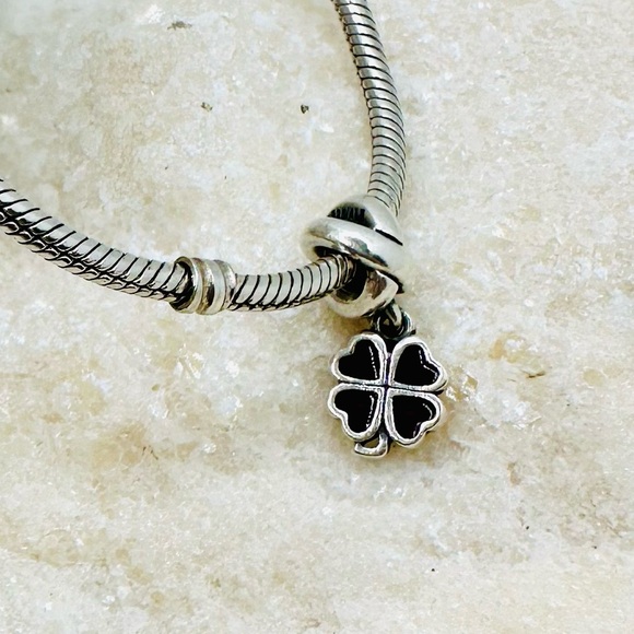 EUC Pandora 790572EN07 Sterling Silver Pink Enamel Four Leaf Clover Dangle Bead - Picture 3 of 11